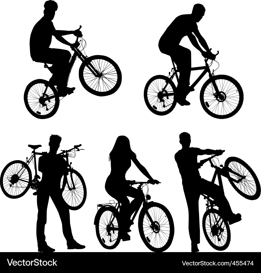 Multiple Cyclists - Group Activity vector image