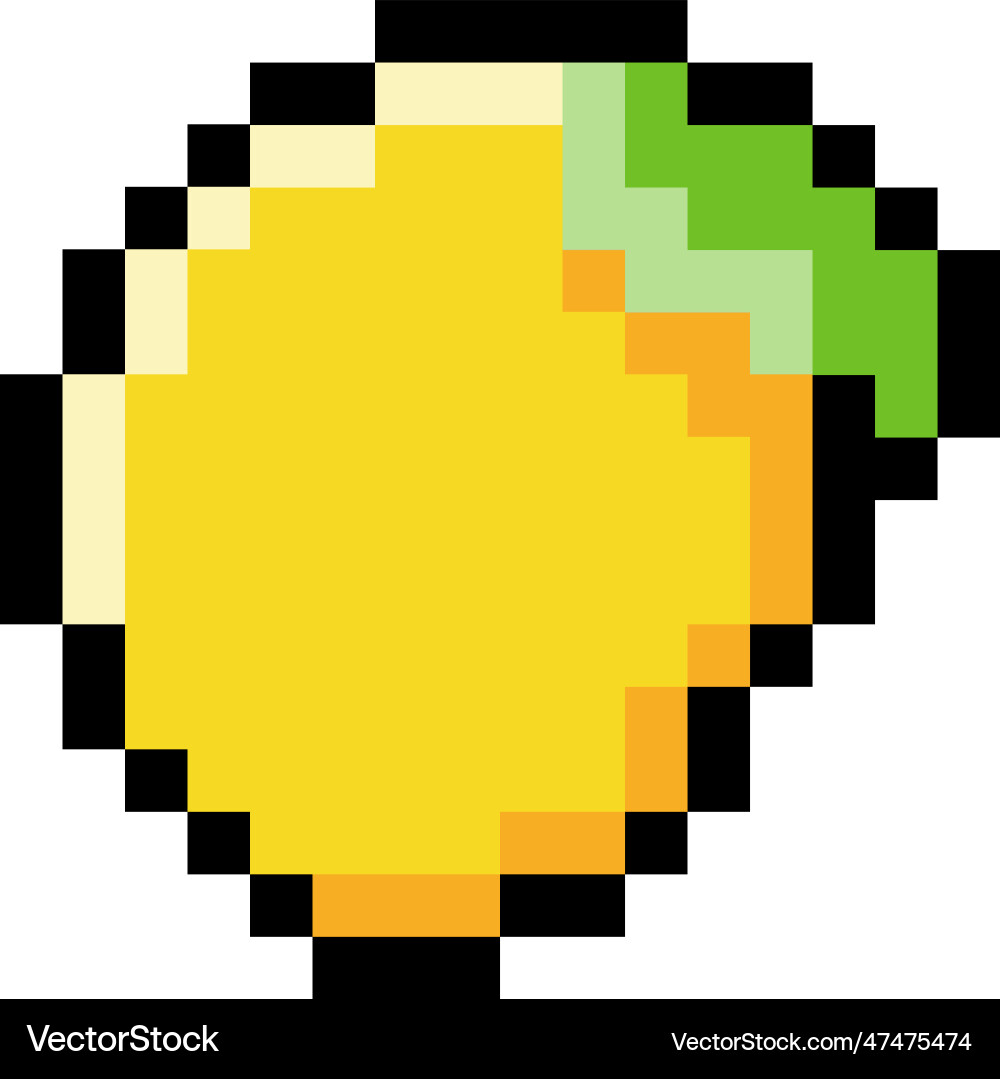 Pixel 8-bit lemon object as video game style Vector Image
