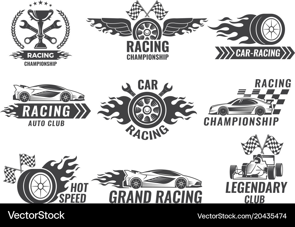 Racing Car Badges & Labels vector image