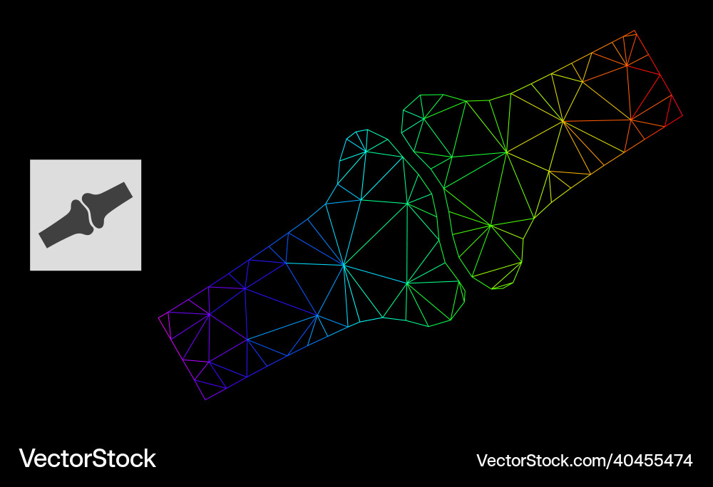 Rainbow gradient polygonal net bone joint icon Vector Image