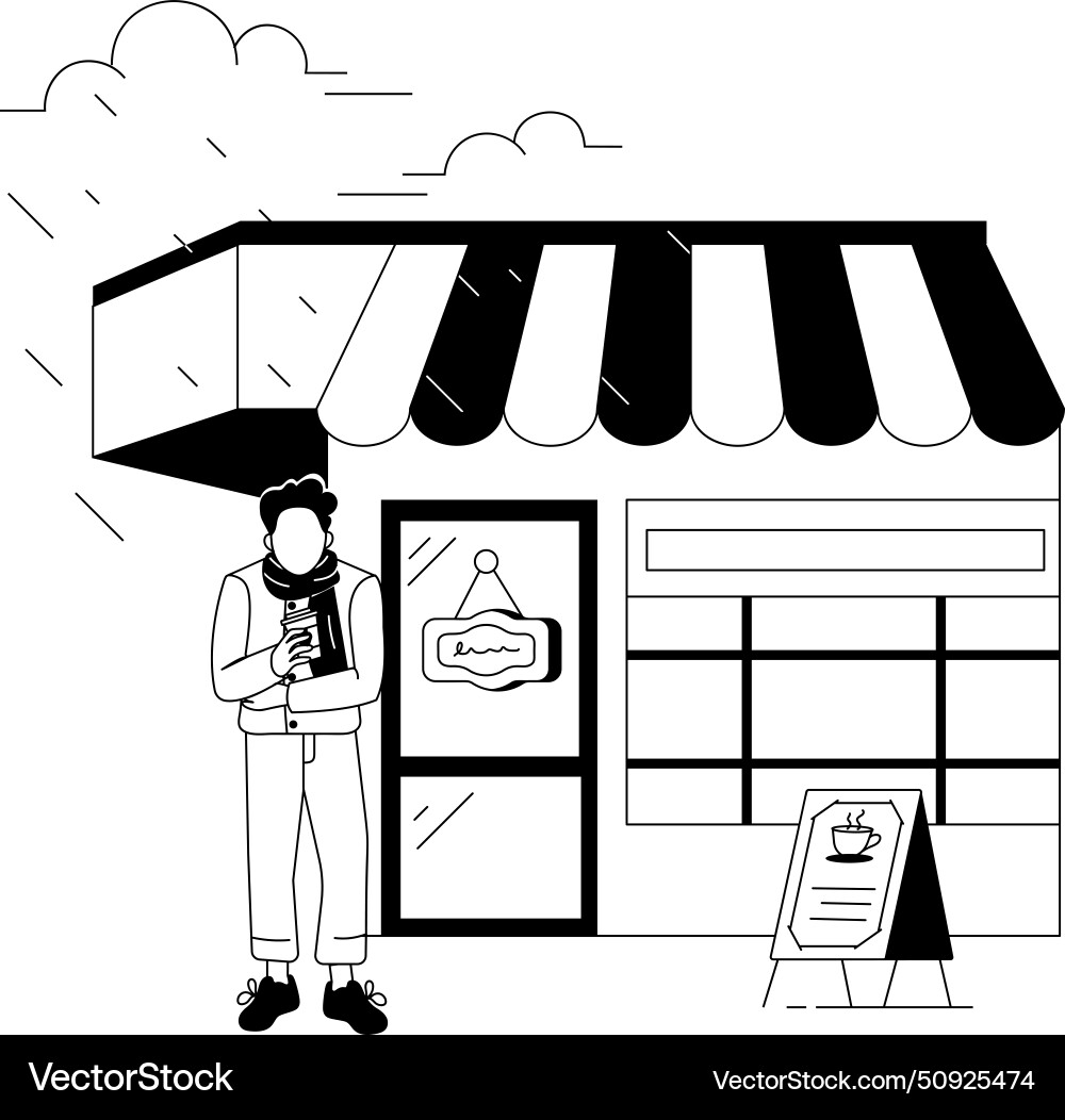 Street Cafe Linear Royalty Free Vector Image Vectorstock
