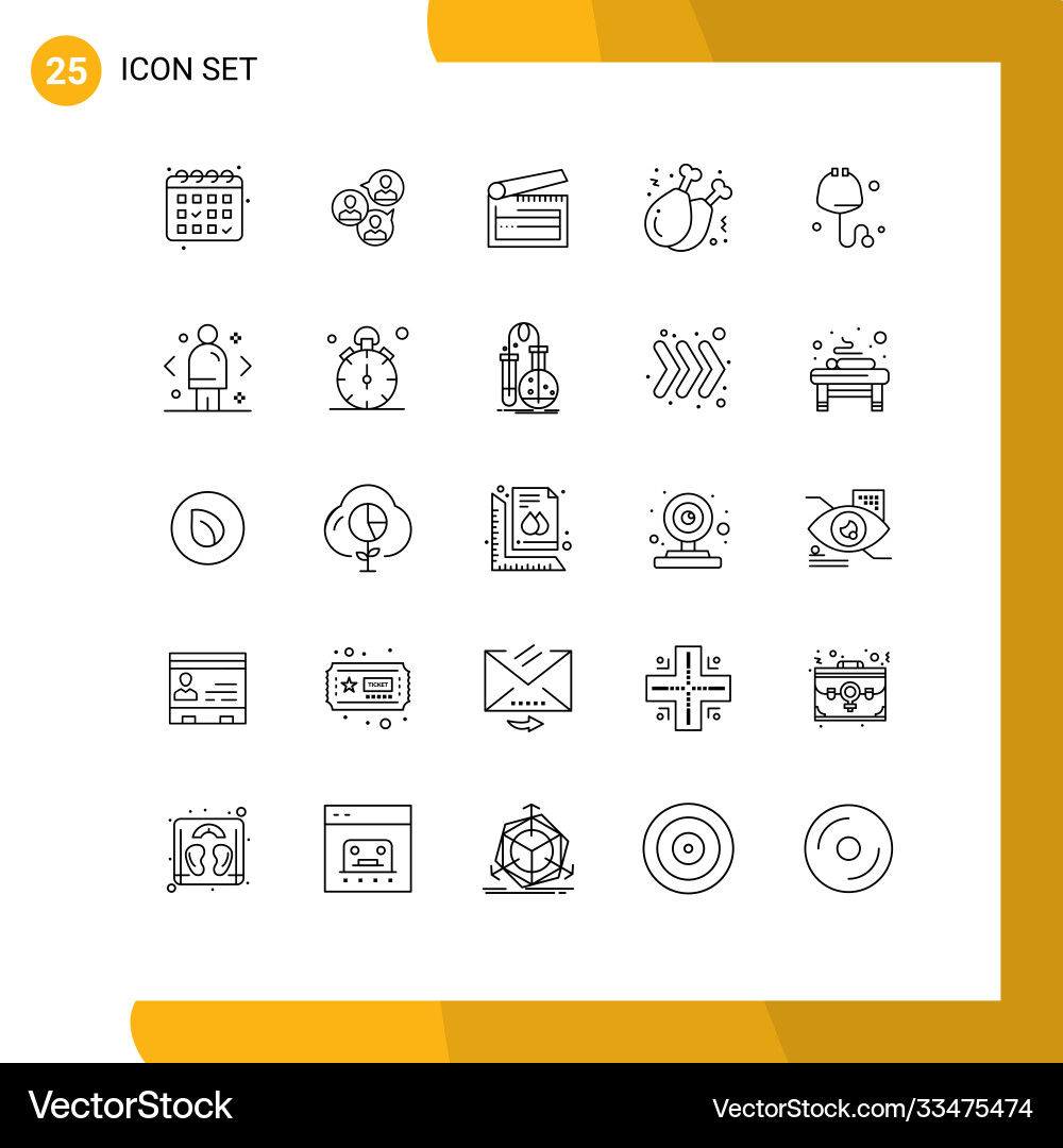 User interface pack 25 basic lines check Vector Image