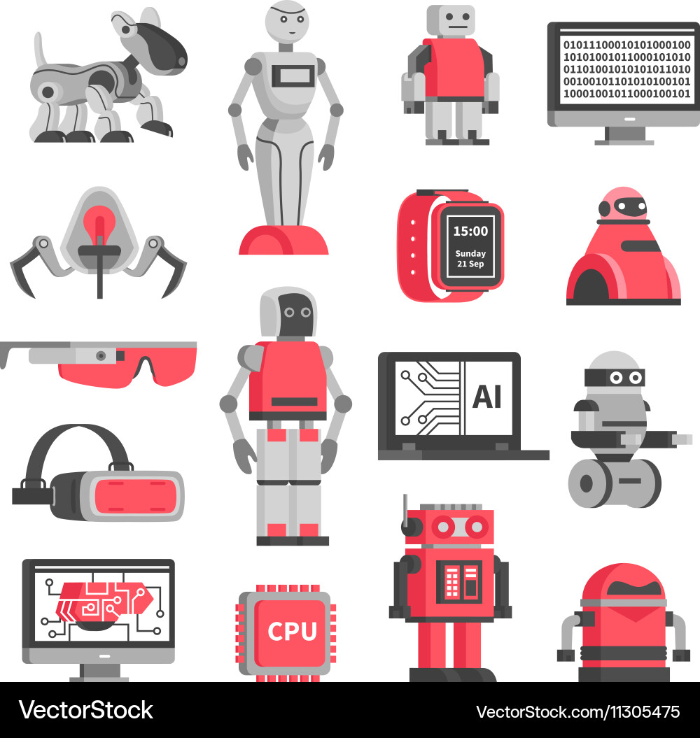 AI Robot Icons Set vector image