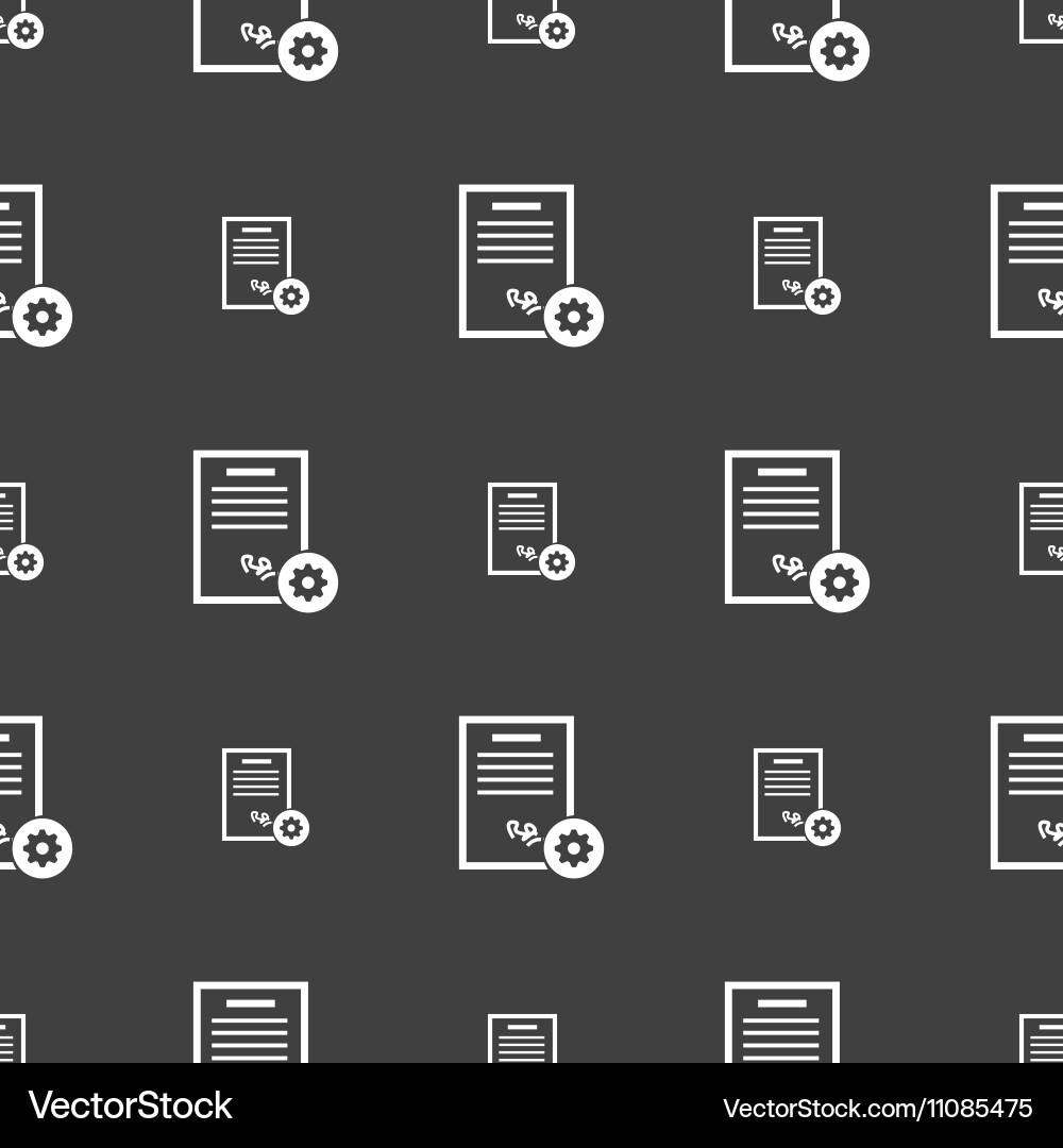 Certificate icon sign seamless pattern on a gray Vector Image