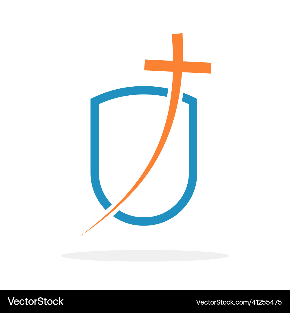 Christian cross icon in shield shape abstract Christian cross icon in shield shape abstract vector image