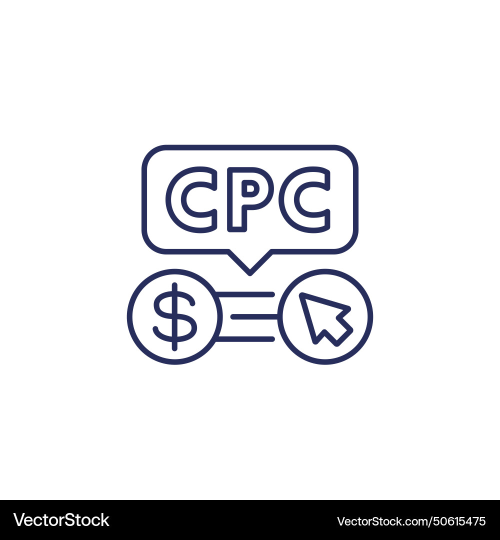 Cpc line icon cost per click vector image