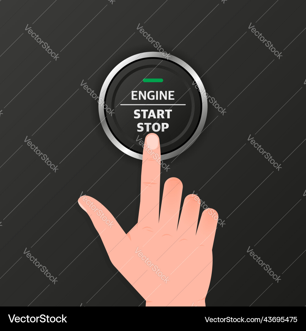 Engine start stop button car dashboard element Vector Image