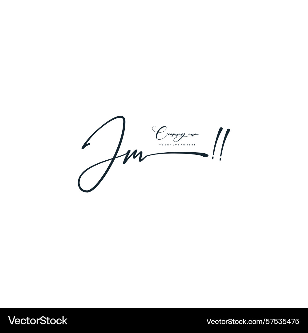 Minimal signature logo design with jm initials Vector Image