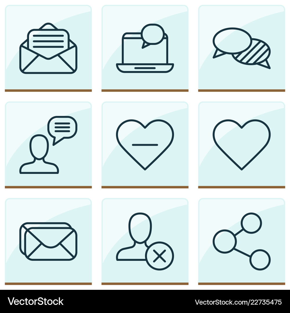 Network icons set with like button inbox Vector Image