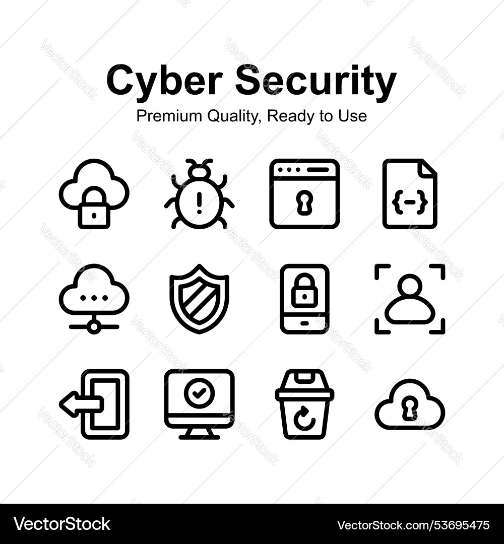 Pack of cyber security icons premium quality Pack of cyber security icons premium quality vector image