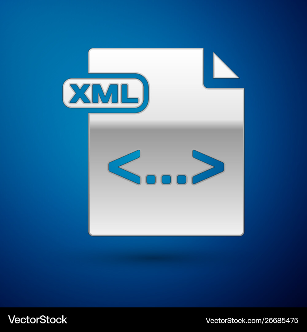 Silver xml file document download button icon Vector Image