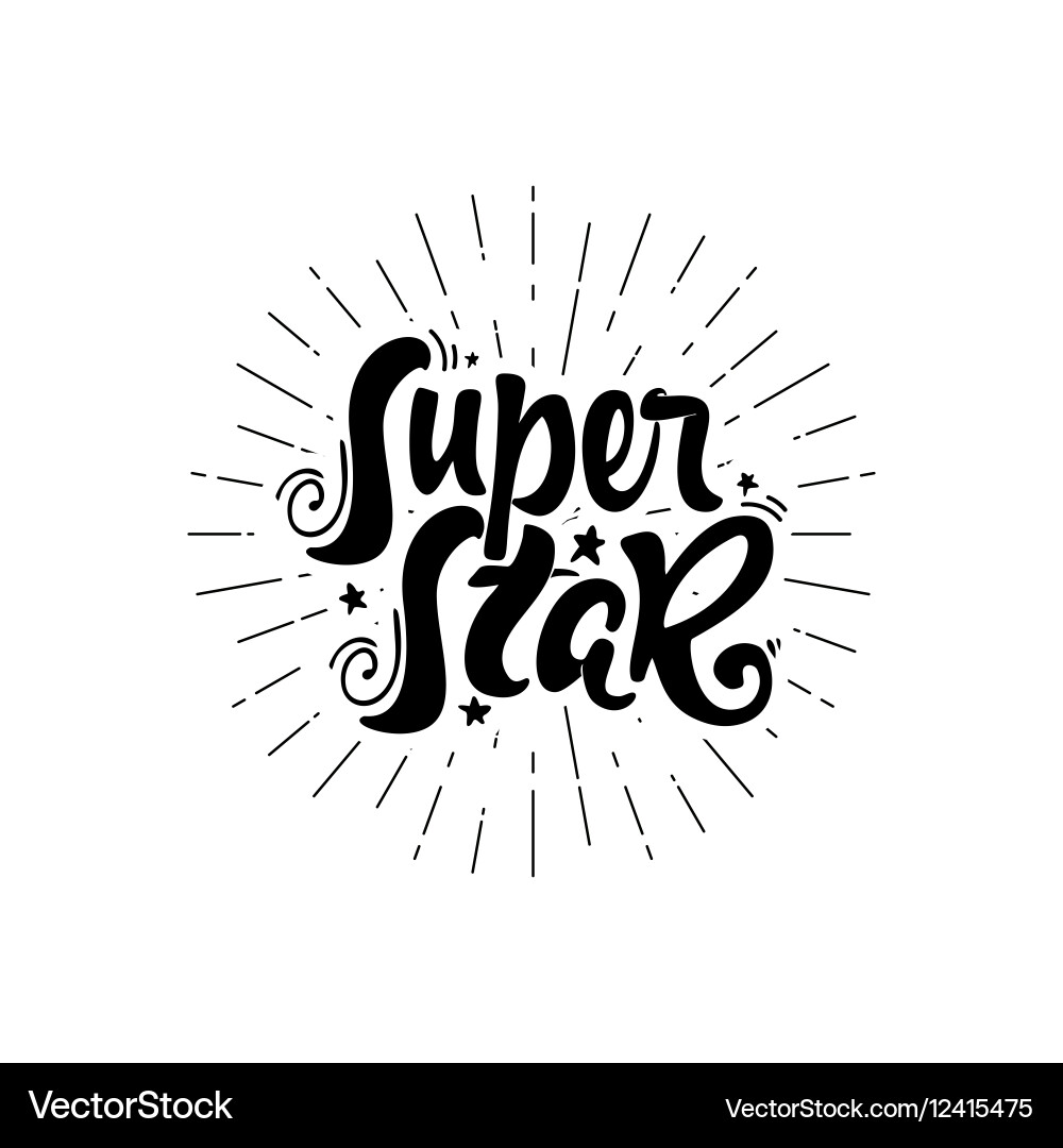 Super star calligraphic patch unique custom Vector Image