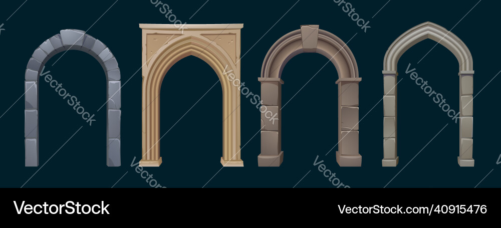Architecture arches with stone columns gates Architecture arches with stone columns gates vector image