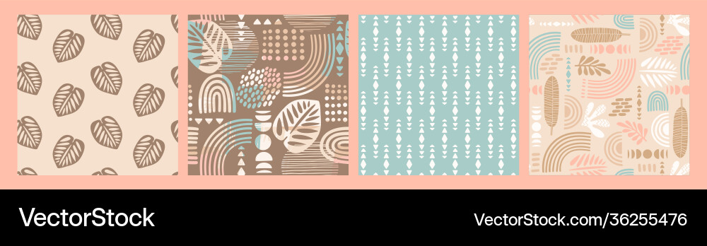 Artistic seamless patterns with abstract leaves Artistic seamless patterns with abstract leaves Vector Image