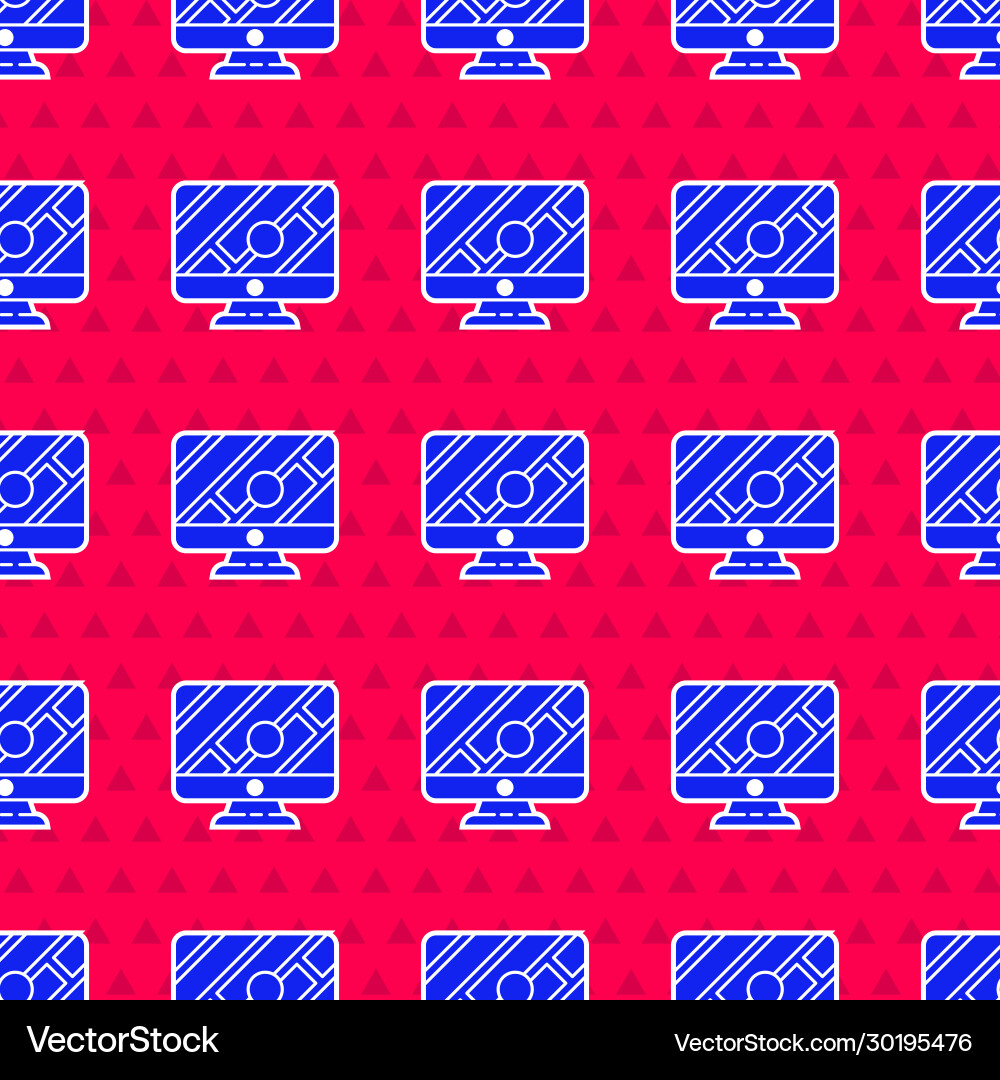 Blue computer monitor and folded map with location Vector Image