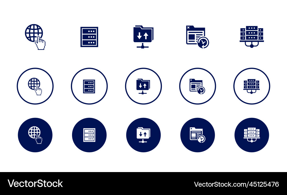Data Center Server Backup Icons vector image