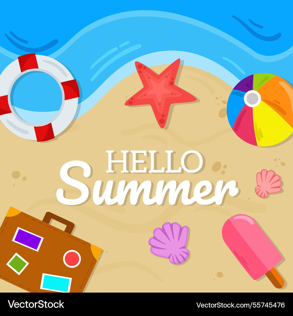Flat hello summer background Vector Image