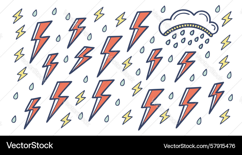 Lightning and rain dynamic seamless storm pattern Vector Image