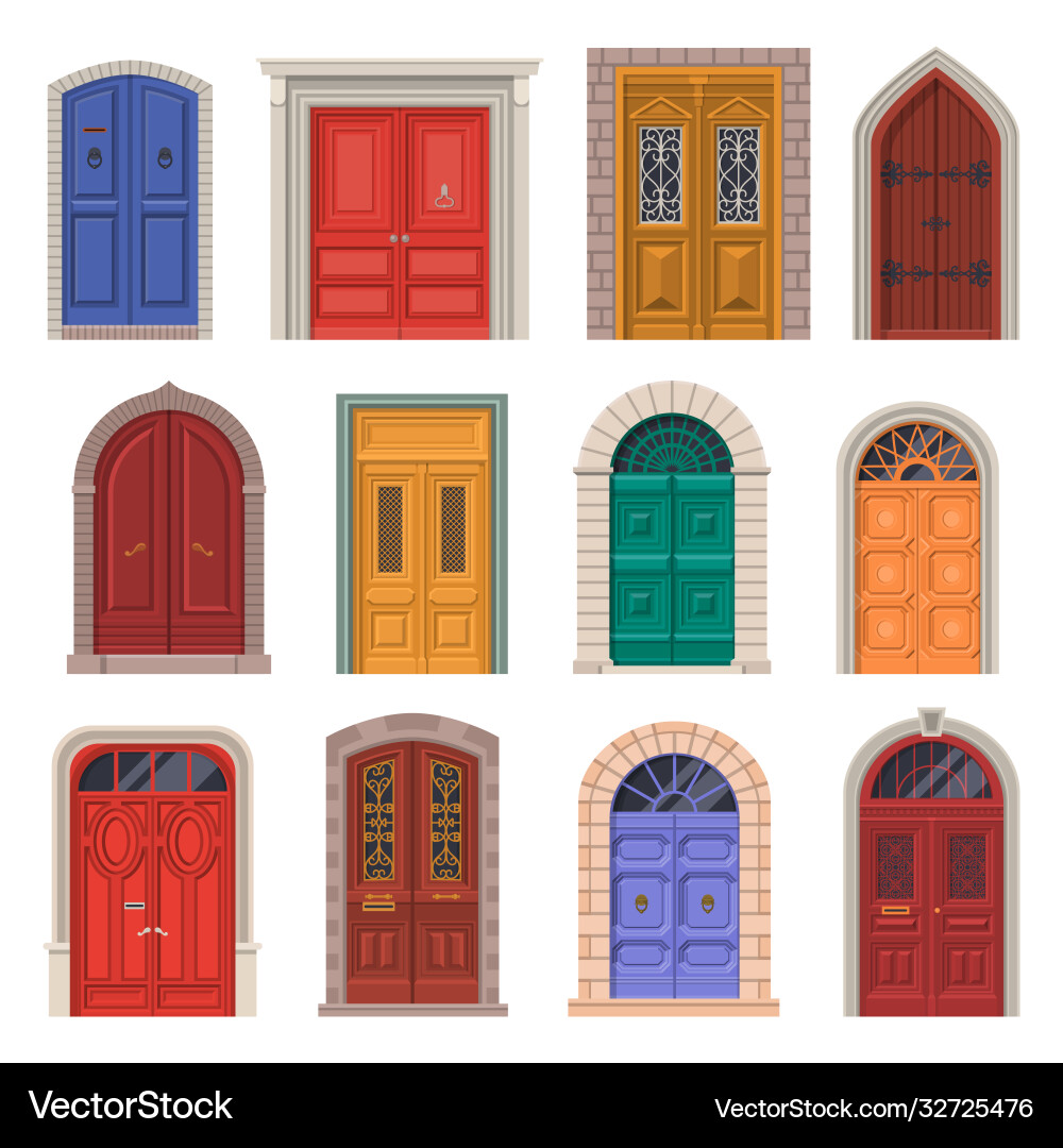 Old door icon or vintage house entrance vector image