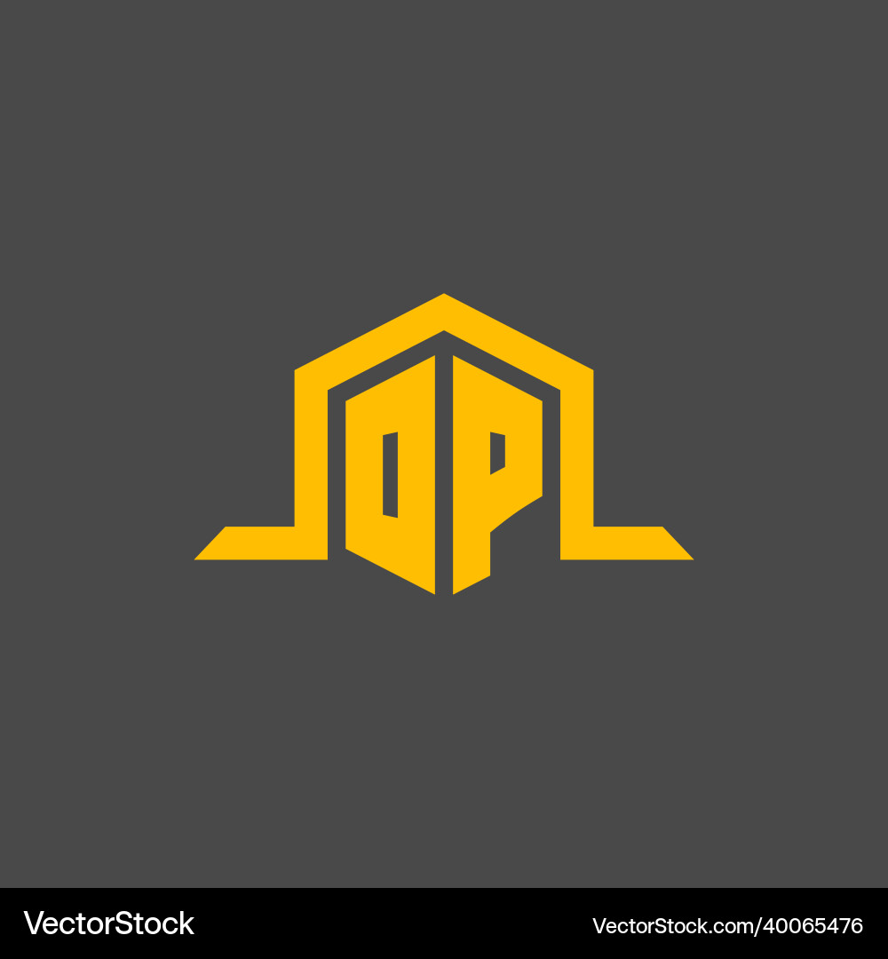 Op monogram initial logo with hexagon style design Vector Image