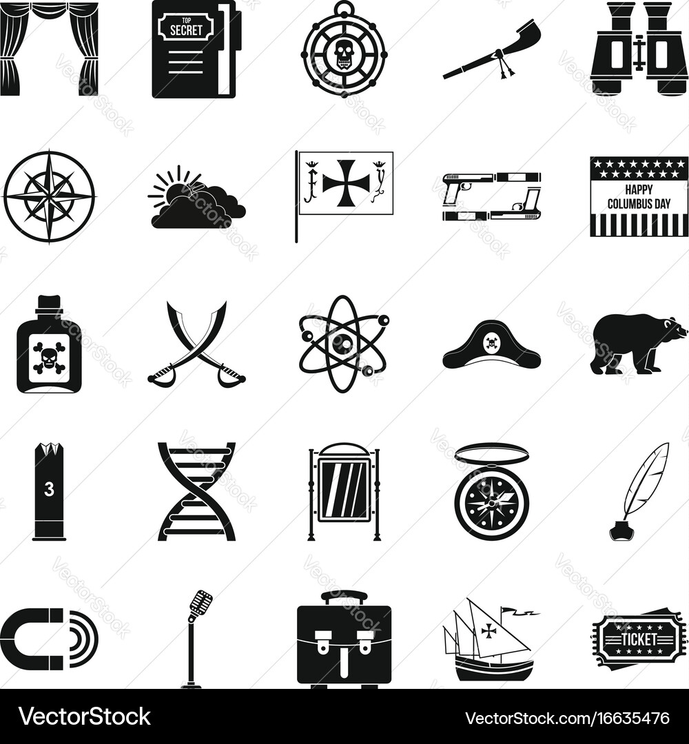 Pirates icons set simple style Vector Image