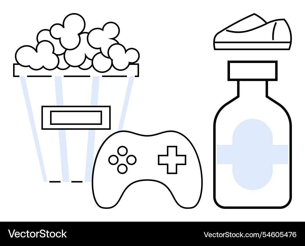 Popcorn game controller soda bottle Popcorn game controller soda bottle Vector Image