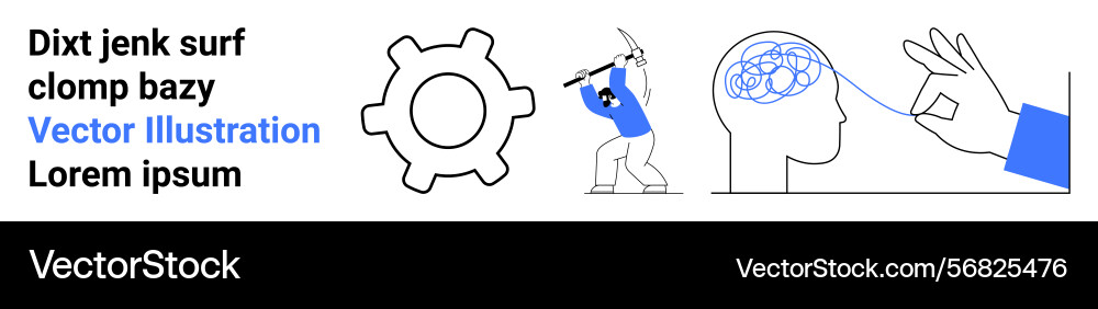 Problem-solving process with gear miner Problem-solving process with gear miner vector image