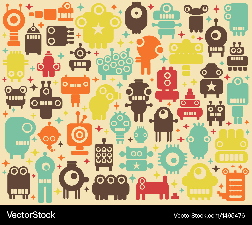 Space Robots Background Vector Image