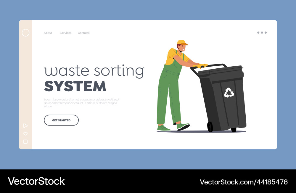 Waste sorting system landing page template Waste sorting system landing page template Vector Image