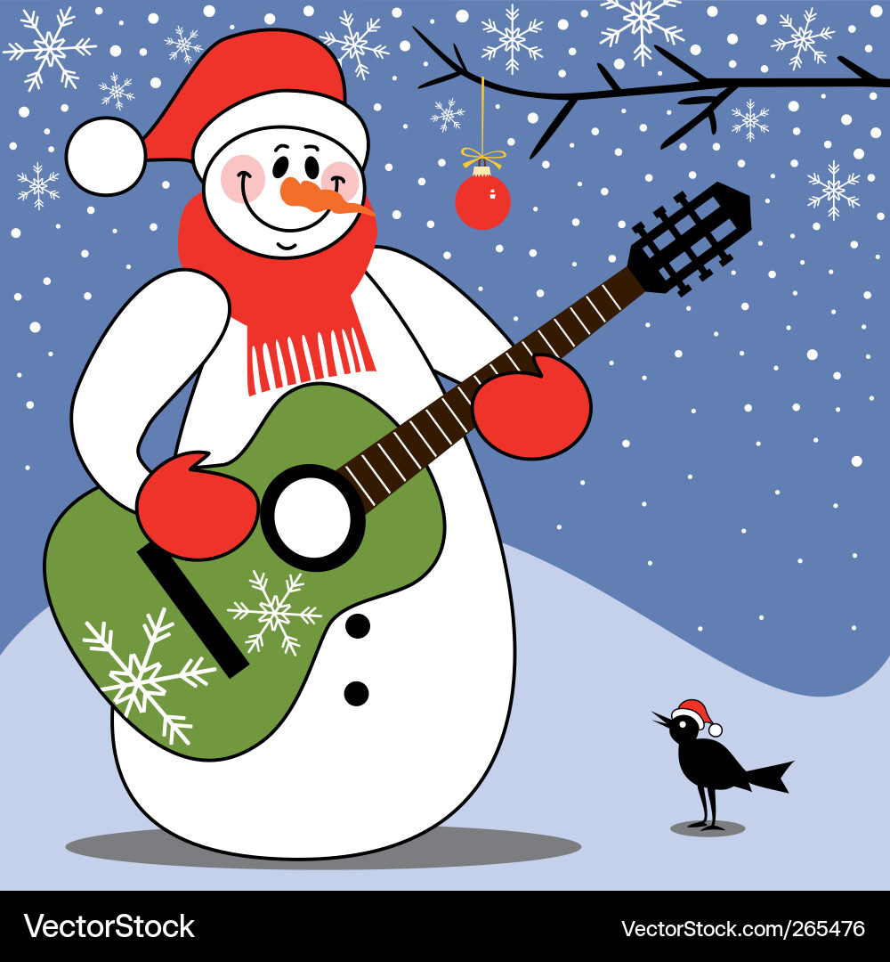 Weihnachtsmann Spielgitarre Vektorbild