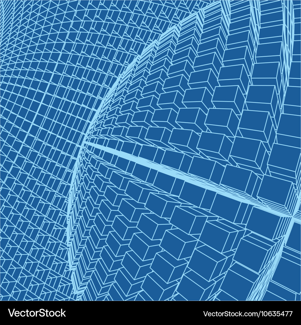 Abstract 3d illuminated distorted mesh sphere vector image