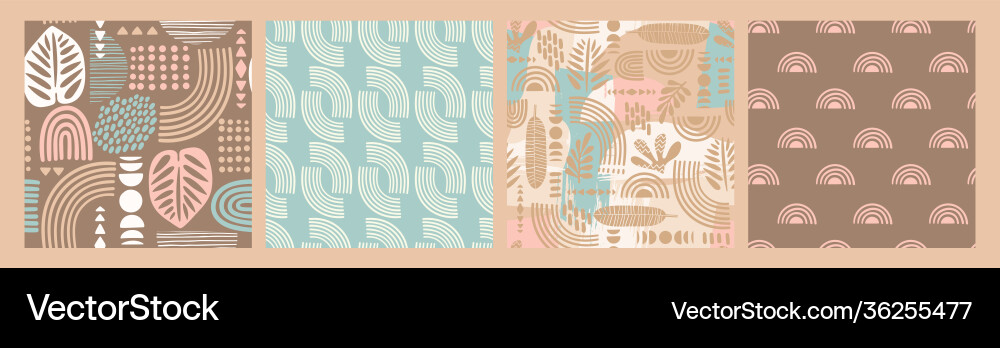 Artistic seamless patterns with abstract leaves Vector Image