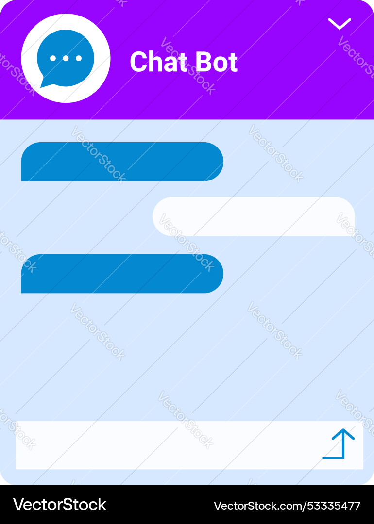 Chat bot displaying messages on smartphone screen Chat bot displaying messages on smartphone screen vector image