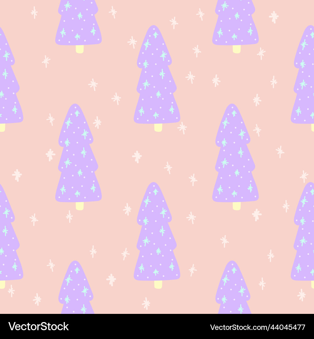Christmas tree and snowflake seamless pattern new Vector Image