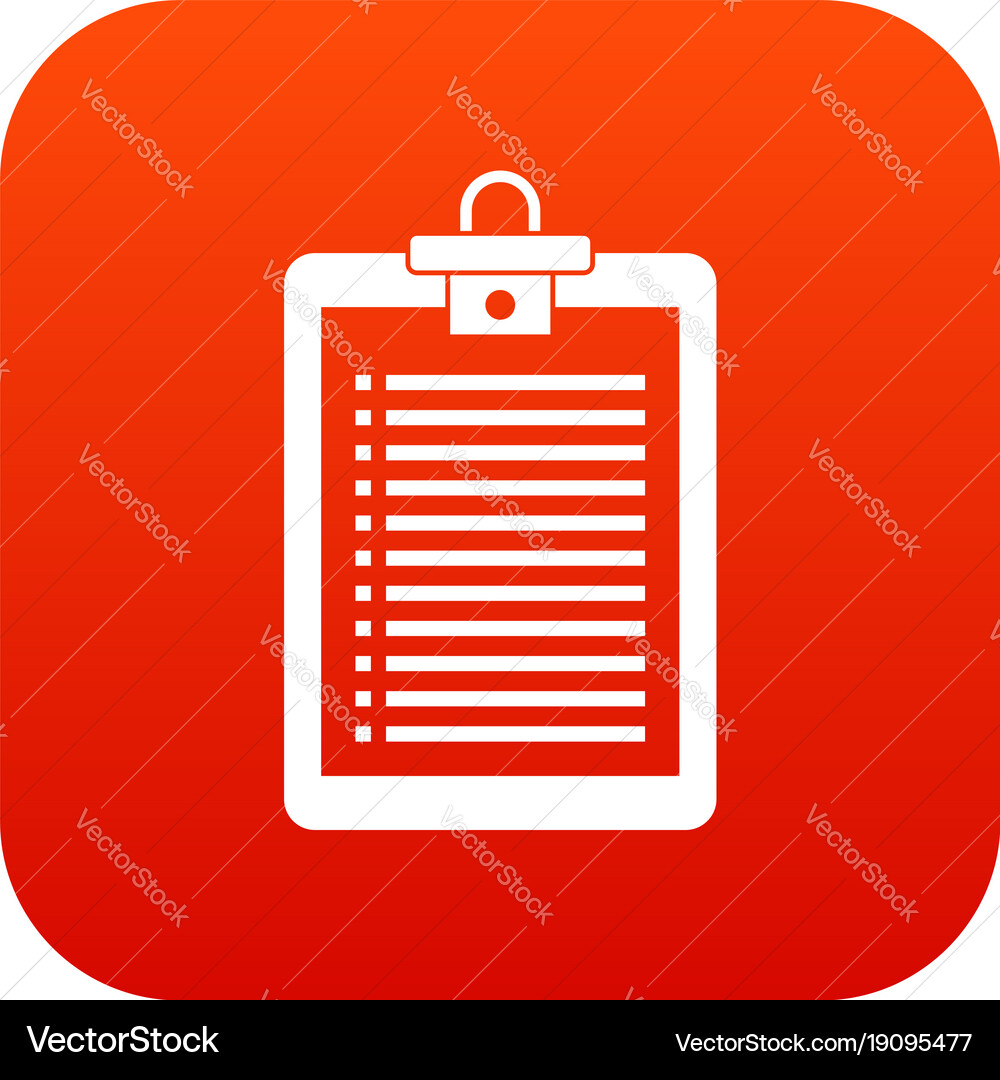 Clipboard with check list icon digital red Vector Image