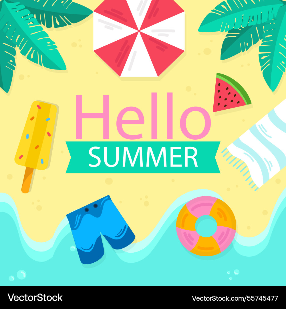 Flat hello summer background Vector Image