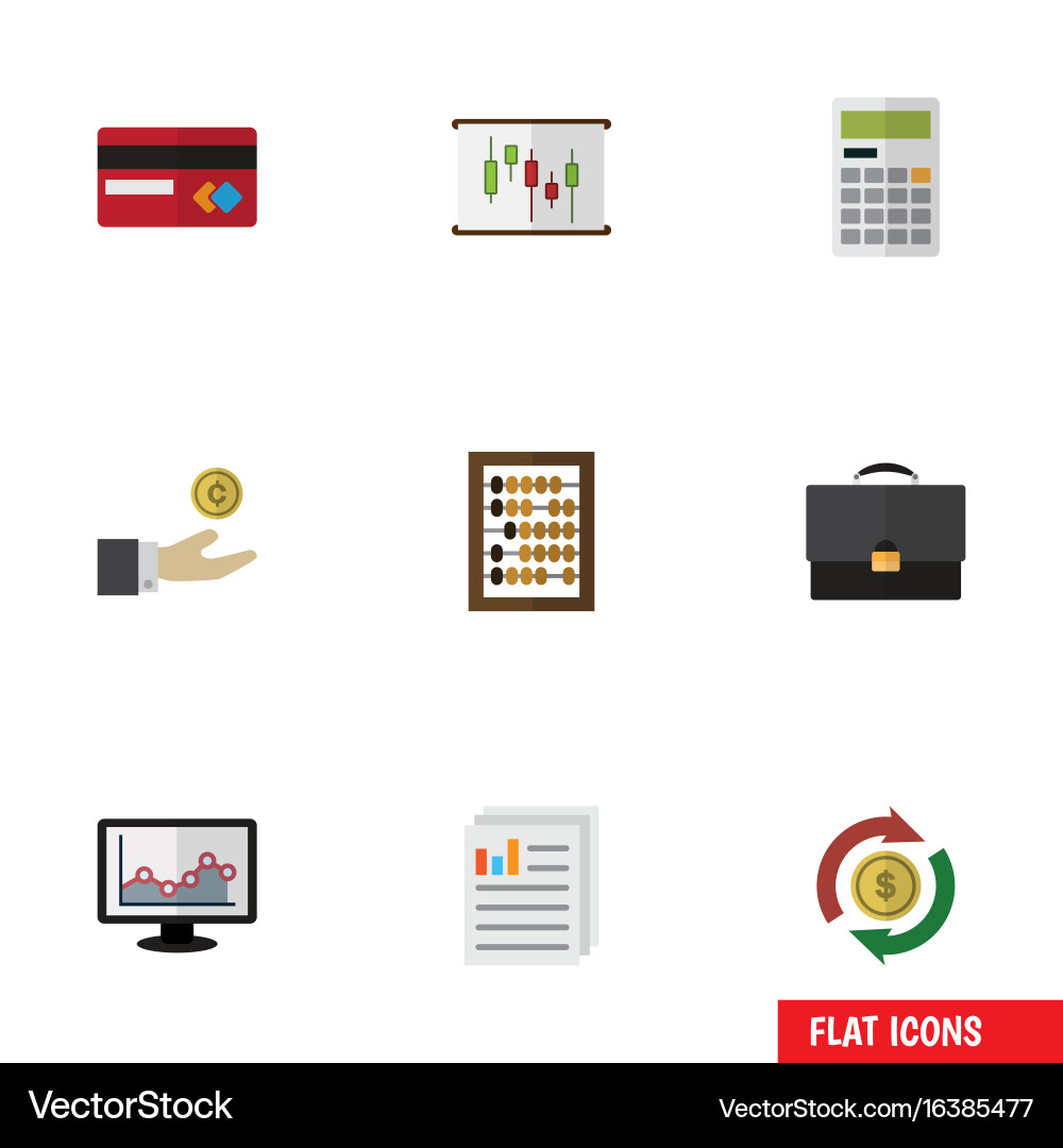 Flat icon incoming set of chart counter document Vector Image