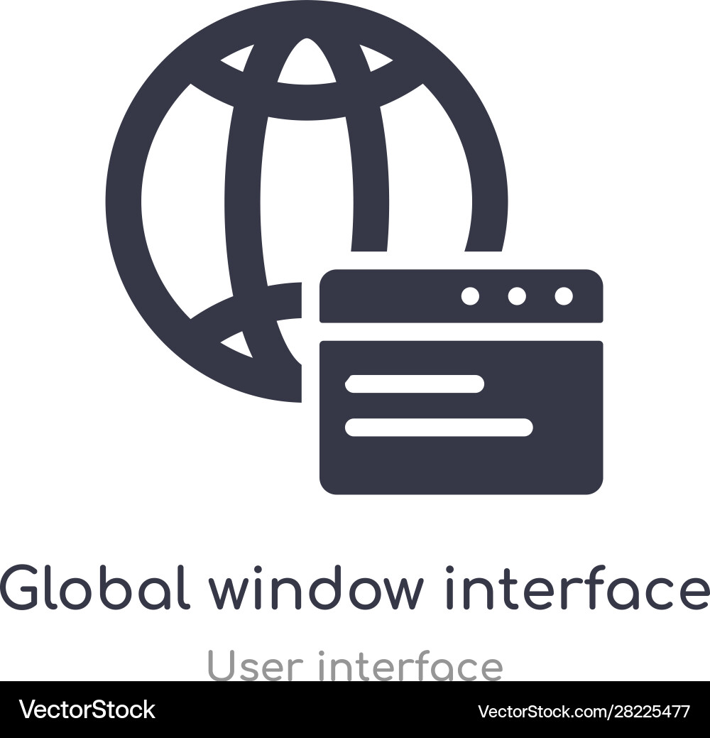 Global window interface outline icon isolated Vector Image