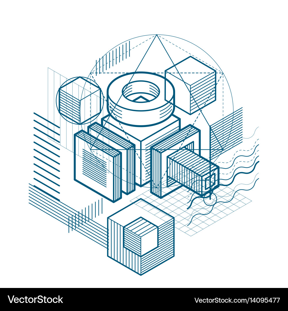 Isometric linear abstract background lined Vector Image