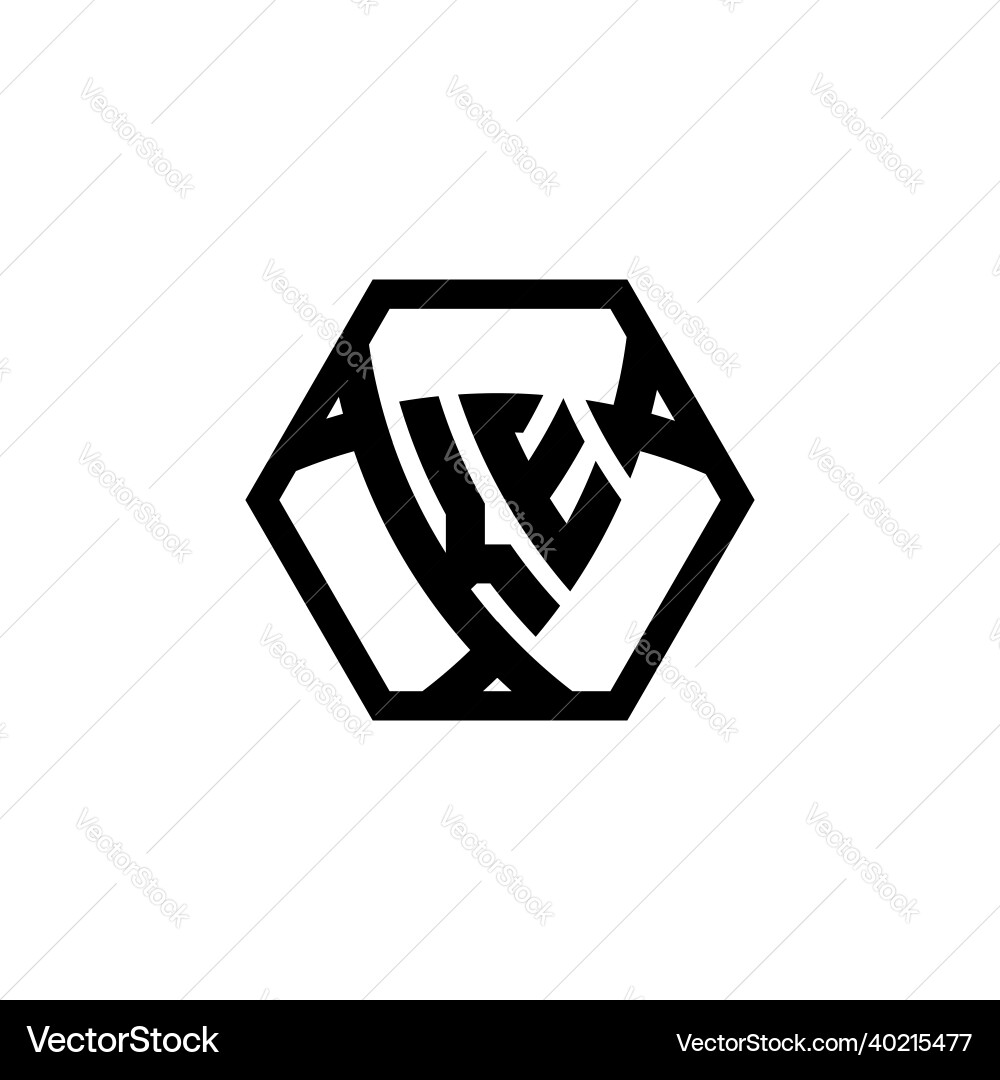 Ke logo monogram triangle shield hexagonal style Vector Image