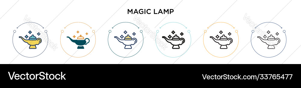 Magic lamp icon in filled thin line outline Vector Image