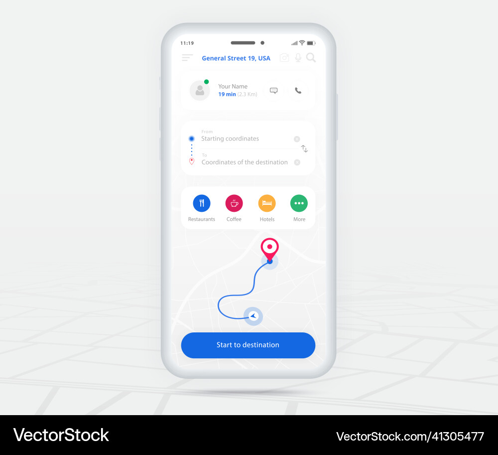 Map gps navigation app ux ui concept mobile Map gps navigation app ux ui concept mobile Vector Image