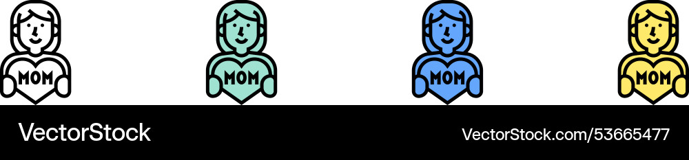 Mom icon outline green blue and yellow style Mom icon outline green blue and yellow style vector image
