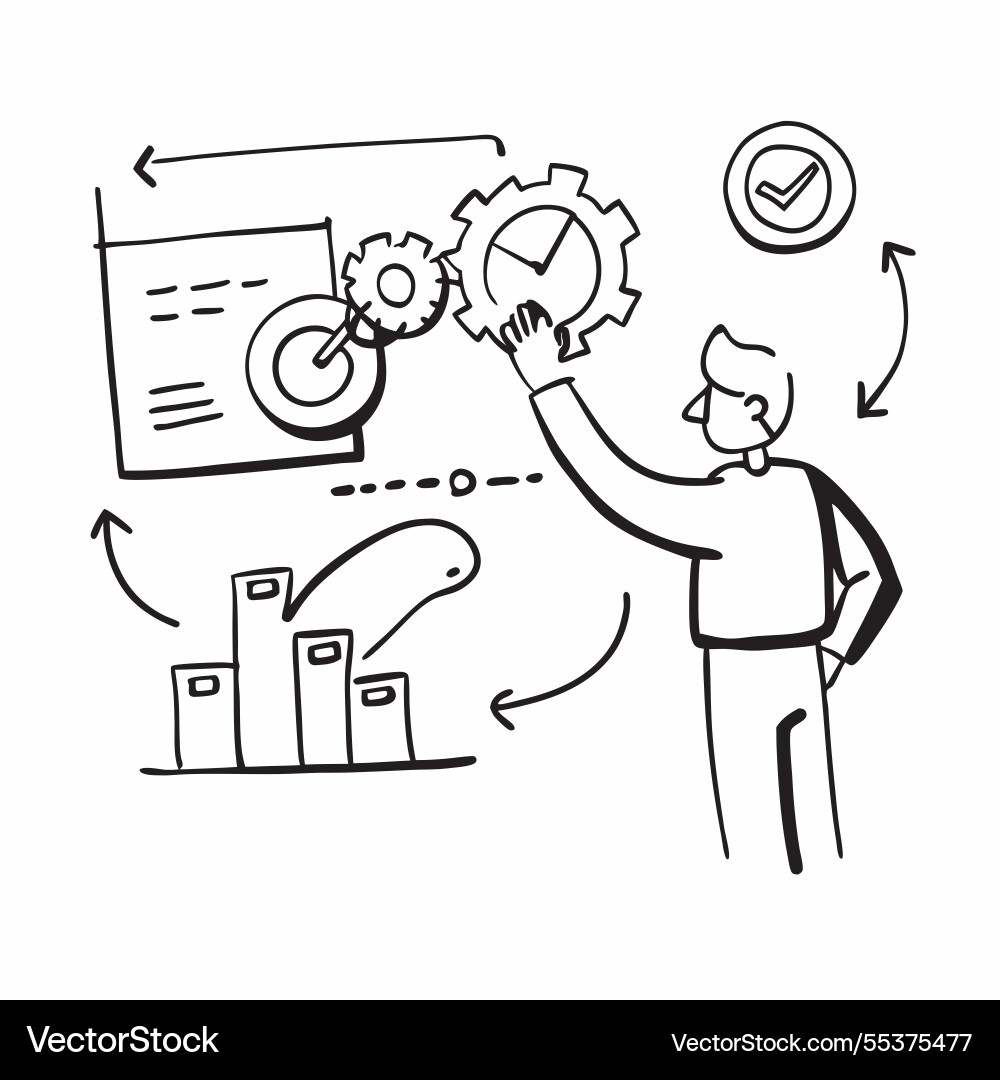 Operations director with process metrics concept Vector Image