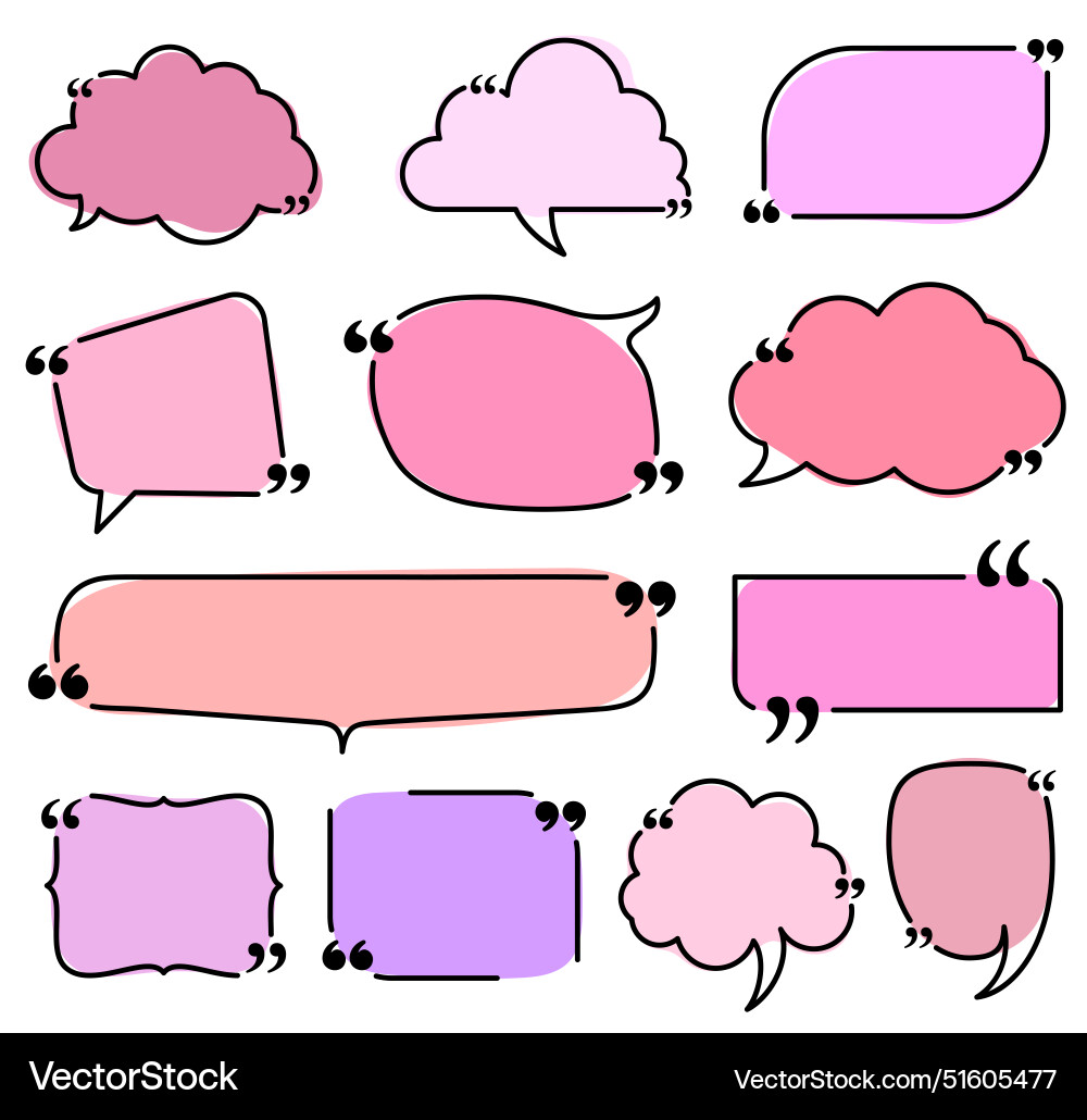 Pink speech bubbles with quotes collection Pink speech bubbles with quotes collection vector image