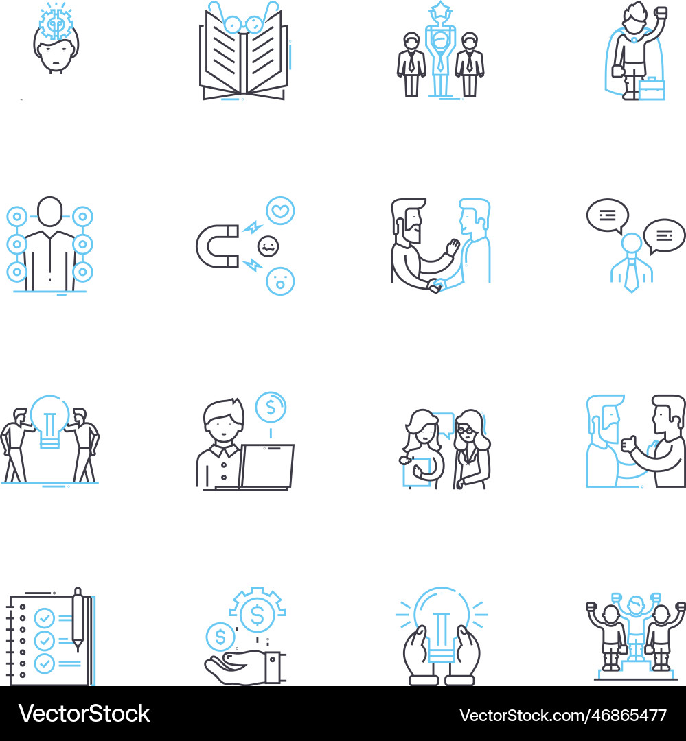Project coordination linear icons set Vector Image