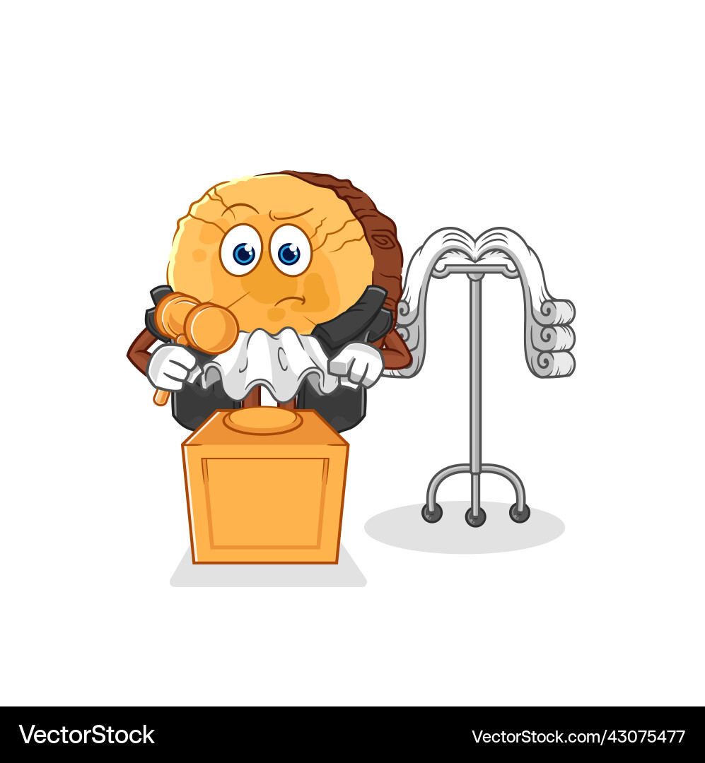 Round log judge holds gavel character Round log judge holds gavel character Vector Image