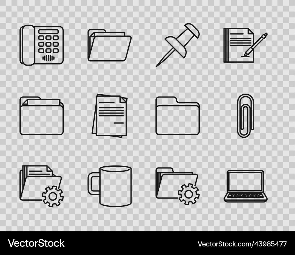Set line folder settings with gears laptop push Set line folder settings with gears laptop push Vector Image
