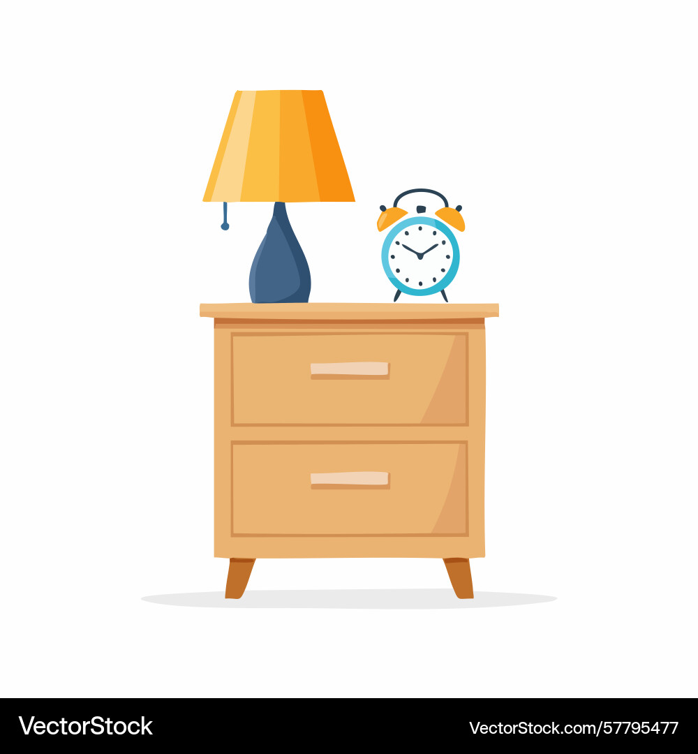 Simple nightstand with lamp and alarm clock vector image