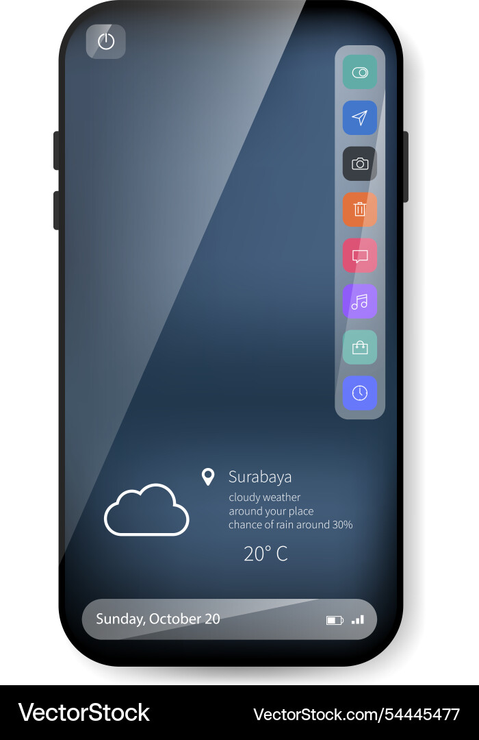 Transparent mobile ui design with vertical vector image